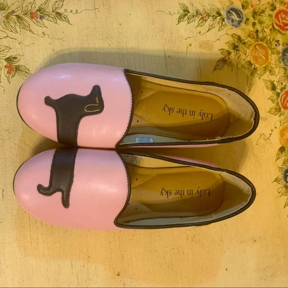 Loly in the Sky Womens Girls Dachshund Geraldine Flats Excellent Condition